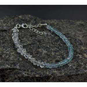 Herkimer & Aquamarine Crystal <b>Bracelet</b> Elegant & Luxurious <b>Bangle</b> - Product Image 1