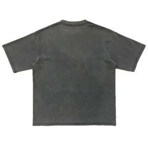 T-shirt 100% coton délavé à l'acide unisexe surdimensionné à manches courtes avec motif imprimé à col en O pour hommes - Product Image 2