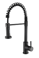 Robinet de cuisine extractible monocommande noir mat classique en céramique durable, mitigeur chaud/froid moderne en acier inoxydable pour évier