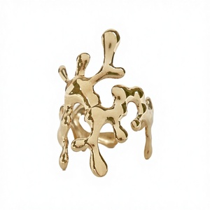 CUCOCUCA YXQ R100 Gold Plated <b>Ring</b> Stainless Steel Elegant and durable <b>Adjustable</b> <b>size</b> <b>Ring</b> irregular antler design daily wear - Product Image 1