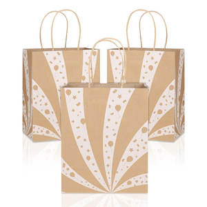 Sacs cadeaux en papier kraft de taille moyenne, emballage en vrac, sacs personnalisés pour Noël, anniversaires et autres, boîte en papier avec étoiles design personnalisée - Product Image 1