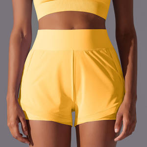 Pantalones cortos de yoga para mujer con logotipo personalizado 2 en 1, pantalones cortos transpirables para entrenamiento y correr con bolsillo, pantalones cortos de secado rápido para gimnasio para mujer - Product Image 4