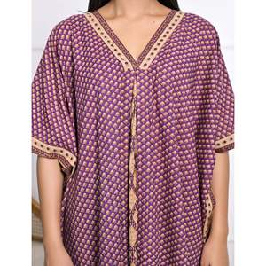 Caftán de Algodón Estampado a Mano, Vestido Casual Elegante para Mujer, Transpirable, Largo hasta el Suelo, para el Tiempo Libre, Club, Día de San Valentín - Product Image 2