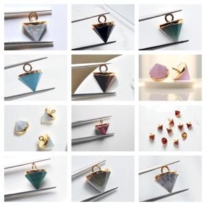 จี้อัญมณีอเมซอนขนาด10X11มม. ทรงกรวยชุบทองแบบเดี่ยว - Product Image 2