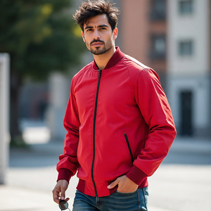 แจ็คเก็ตบอมเบอร์ผ้าซาตินสำหรับผู้ชายแจ็คเก็ตบอมเบอร์มีกระดุมแบบลำลองสำหรับฤดูหนาว - Product Image 6