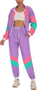 Women's Two Piece Color Block 2 Piece <b>80s</b> 90s Outfits Long Sleeve Windbreaker Jacket Tracksuit Set - Product Image 3