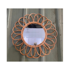 100% miroir suspendu en rotin naturel maison, miroir en verre de luxe écologique le plus vendu décor mural en rotin fabriqué à la main - Product Image 2