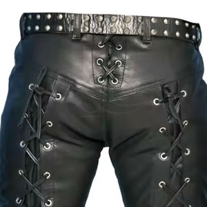 กางเกงหนังผู้ชายโลโก้สั่งทำ ผลิตจากหนังคุณภาพสูง ขายดี กางเกงหนังผู้ชายออกแบบตามสั่ง รับผลิตแบบ OEM - Product Image 5