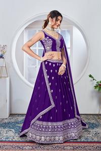 Diseñador más vendido Georgette Lehenga Choli con Secuencia de bordado pesado Trabajo nupcial Lehenga Choli - Product Image 4