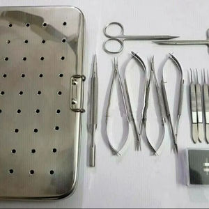 Ensemble de micro-chirurgie en acier inoxydable, porte-aiguilles manuel, ciseaux, instruments chirurgicaux - Product Image 1