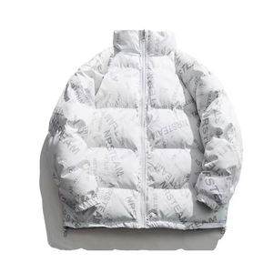 Wholesale Custom Logo Print Cropped Puffer <b>Jacket</b> Blank Winter Warm Puffer <b>Jacket</b> Women Puff Printing <b>Men's</b> <b>Jacket</b> - Product Image 2