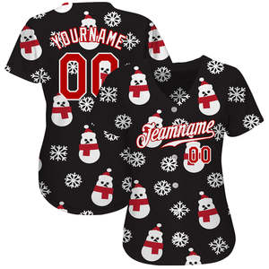 Top Trending estilo personalizado negro rojo-blanco Navidad 3D auténtico béisbol Jersey para Unisex - Product Image 2