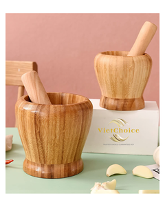 Juego de Mortero y Maja de Madera de Acacia Vietchoice, 2 Piezas, Resistente al Calor, Apto para Horno, Utensilios de Cocina Naturales y Sostenibles, Duraderos - Product Image 1