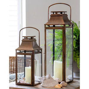 Lanterne à bougie en verre et métal de conception antique, article décoratif unique pour la maison, matériau en fer fabriqué pour bougeoirs et lanternes - Product Image 2