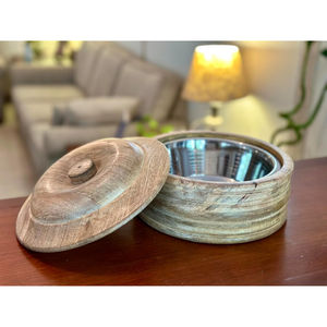 Affordable Designer Stainless Steel and Wooden Material Handmade Food Warmer Casserole Dish Top Seller Standard New Look Hot <b>Pot</b> - Product Image 2