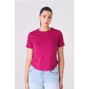 T-shirt 100% coton rouge prune pour femme, tailles S-2XL, confortable et polyvalent - Product Image 3