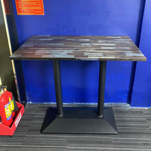 Table basse rectangulaire en bois d'acacia style ferme moderne 120x70cm avec double pieds en fer, mobilier de salon - BA68147 - Product Image 5