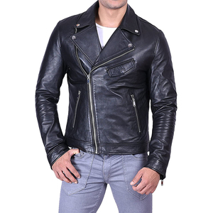 Veste en cuir pour hommes de couleur unie élevée conçue sur mesure col montant hiver veste de moto en laine Street-Wear vente en ligne légère - Product Image 4