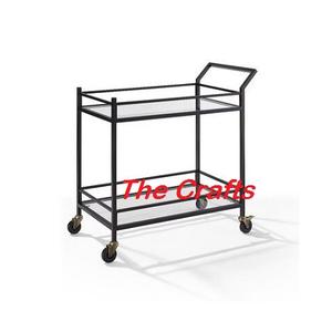 Chariot de service alimentaire en fer noir avec chariot de service rond de qualité exclusive pour un usage domestique - Product Image 3