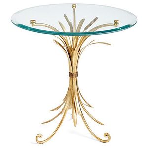 Table basse élégante en aluminium de conception florale avec le dessus en verre approprié aux intérieurs de salon et aux buts décoratifs - Product Image 1