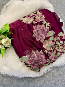 Belle broderie Sari traditionnel lourd Rangoli tissu exclusif dernier Saree à la mode pour les mariages de mariée ethniques superbe - Product Image 3