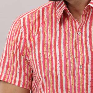 Chemise habillée rayée rose tissée de haute qualité pour homme - 100 % coton respirant, taille XL - Product Image 5
