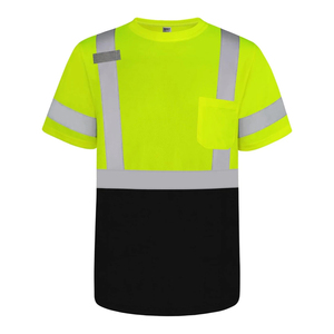 เสื้อยืดผู้ชายแขนสั้นครึ่งแขนเสื้อทำงาน Hi viz แบบกำหนดเองสะท้อนแสงมองเห็นได้ชัดเจน - Product Image 2