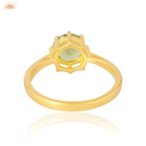 Peidot Gemstone Jewelry 14K Oro sólido Hecho a mano Hermoso anillo de bodas Joyería personalizada única para ella - Product Image 4