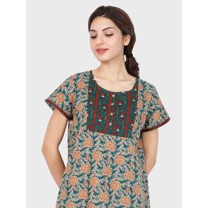 Evolove Camisón largo de rayón con estampado floral para mujer, ropa de dormir transpirable y cómoda, color verde azulado, S-3XL - Product Image 1
