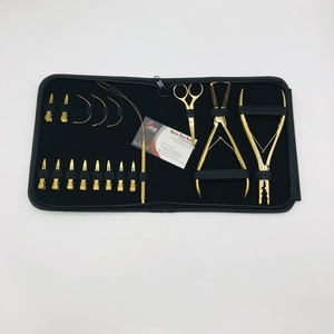 Pince à cheveux en acier inoxydable plaqué or, ensemble d'outils multifonctionnels pour l'extension des cheveux - Product Image 2