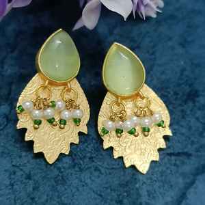 Top Indian Manufacturer Latest Design Gold Plated Multi Color <b>Pearl</b> <b>Earrings</b> Set Women's Ethnic - Product Image 5