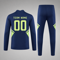 Setelan Training Sepak Bola Lengan Panjang Setengah Resleting Grosir, Custom Nama & Nomor Tim, Jaket & Celana Training Cepat Kering, Pakaian Olahraga Dewasa