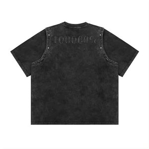 High Quality Plain Vintage Short Sleeve Blank T-Shirt Faded <b>Washed</b> High Street Style Silk <b>Screen</b> Printed Front Logo O-Neck - Product Image 2
