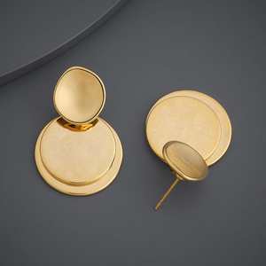 Geometric Gold-Plated Stud Earrings with Zircon for Wedding & Party Gifts - Product Image 4