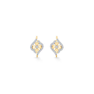 Boucles d'oreilles clous florales scintillantes en or 14 carats pour femme, diamants taille poire et émeraude, or rose, blanc et jaune - Product Image 3