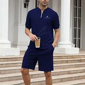 ชุดกีฬาสำหรับผู้ชายกางเกงขาสั้นและเสื้อเชิ้ตลำลองสวมใส่สบายสำหรับออกกำลังกายในฤดูร้อนโลโก้ออกแบบได้ตามต้องการ - Product Image 2