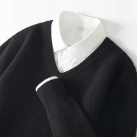 Pull en maille col en V personnalisé pour femme, coupe ample, décontracté, professionnel, doux et chaud, 220G, vente en gros