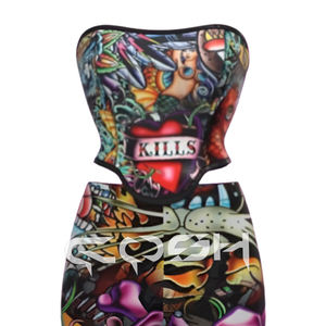 ชุดบอดี้สูทคอร์เซ็ทแบบไร้สายพิมพ์ลายสัก สไตล์สตรีทแวร์ สำหรับงานปาร์ตี้  สามารถสั่งตัดได้ - Product Image 4