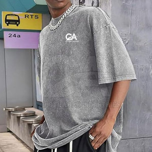 เสื้อยืดโอเวอร์ไซส์ทรงหลวมสำหรับผู้ชาย ผ้าคอตตอนหนา ซักฟอกแบบแอซิดวอช เสื้อยืดโอเวอร์ไซส์ผ้าคอตตอนเรียบง่าย ซักฟอกแล้ว ระบายอากาศได้ดี - Product Image 3