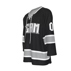 Jersey de Hockey Personalizado en Negro, Gris y Plateado, Estilo Único, Transpirable, Tejido Ecológico de Poliéster/Algodón, el Mejor - Product Image 2