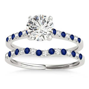 Anillo de Compromiso de Oro Blanco de 18K con Diamante y Zafiro Azul de 0.22ct para Novias - Product Image 1