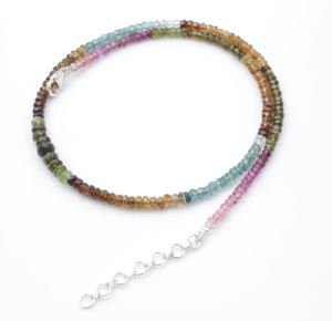 Collar con cuentas Rondelle de turmalina natural con cuentas de piedras preciosas multicolores para mujer, fabricación de joyas y regalos - Product Image 4