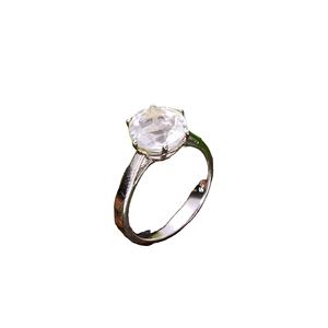 Bague de fiançailles en cristal naturel en argent Sterling 92.5, 3.2 grammes, belle pierre précieuse, bague ethnique incolore - Product Image 1