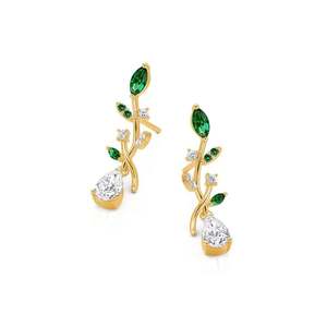 Boucles d'oreilles Jeulia Midsummer Night Dew Drop, design feuille - Product Image 3