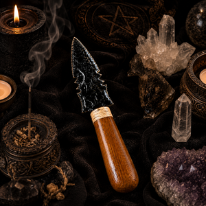 Cuchillo Decorativo de Obsidiana Negra de 10 Pulgadas, Cristal Volcánico Natural Tallado, Athame Espiritual Coleccionable - Product Image 3