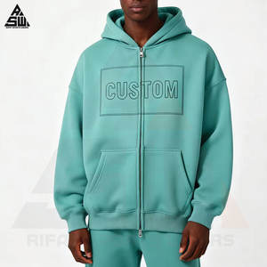 Sudadera con capucha y cremallera para hombre, de invierno, con estampado 3D y bordado, de alta calidad, oversize, de forro polar, con bolsillo, lavado ácido, 300g, al por mayor - Product Image 2