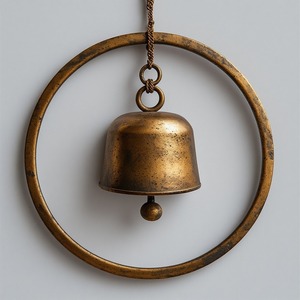 Carillon éolien Mystic Flow en fer avec finition bronze antique mobile créant des sons résonnants profonds et un design Art déco - Product Image 3