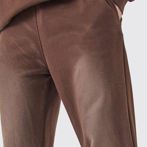 Pantalon de jogging droit en molleton bouclette de haute qualité, délavé à l'acide, 100% coton, pour homme, léger, taille mi-haute, avec logo personnalisé - Product Image 3