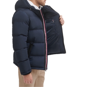 Chaqueta Bomber Acolchada de Color Sólido para Hombre, Corte Ajustado, Primavera, Moderna, de Alta Calidad, con Logotipo Frontal - Product Image 3