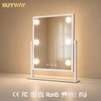 Miroir de maquillage Hollywood BUYWAY avec 6 ampoules LED, miroir de table blanc avec support inclinable et touches tactiles